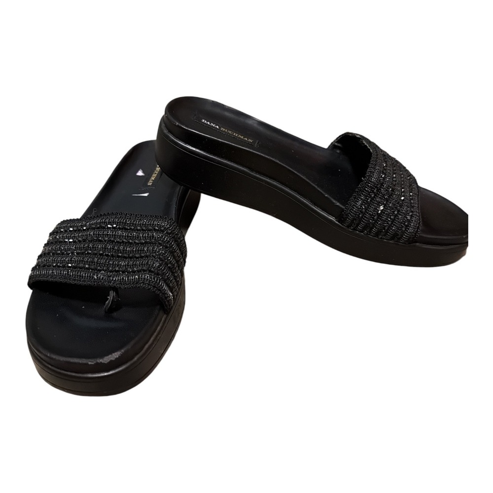 Dana Buchman Black Platform Slide Sandals, Size 7.5